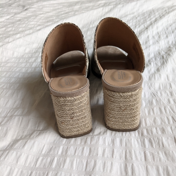 Chunky Heel Leather Snakeskin Mules Sandals - Picture 3 of 7